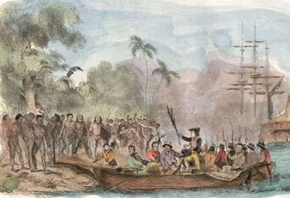 Débarquement de James Cook à Tanna